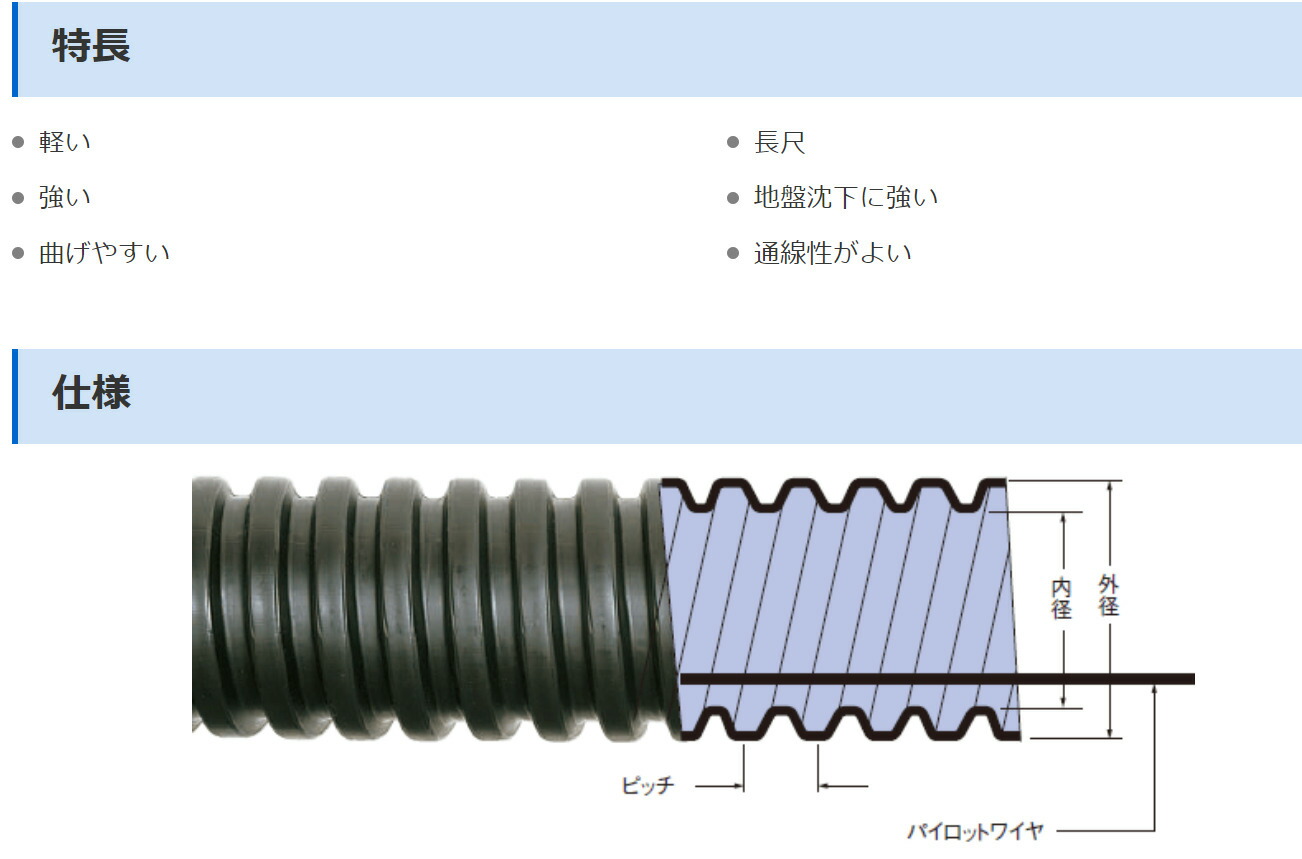 大特価放出！ 未来工業 FEP-40S 30M ミラレックスＦ(地中埋設管