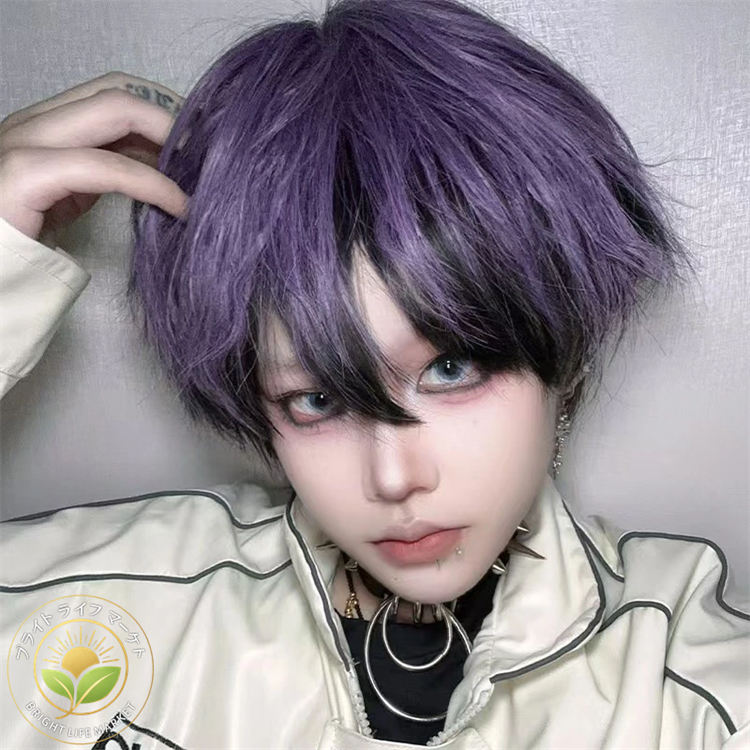 ウィッグ ショート メンズ レディース 黒髪 紫 ショートウルフ フルウィッグ 男性ウィッグ コスプレ 短髪 男装 自然 フルウィッグ ウィッグ オールかつら 黒 おしゃれ ショート コスプレ ショート 紳士 男女兼用