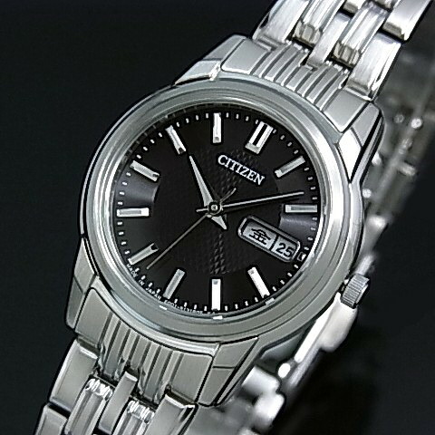 CITIZEN/エコドライブ【シチズン】レディース ソーラー腕時計 ブラック文字盤 メタルベルト EW3230-51E MADE IN JAPAN(国内正規品)