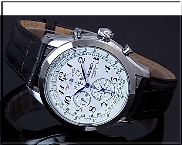 【楽天市場】SEIKO/Alarm Chronograph【セイコー/アラームクロノグラフ】パーペチュアル メンズ腕時計 ブラックレザーベルト