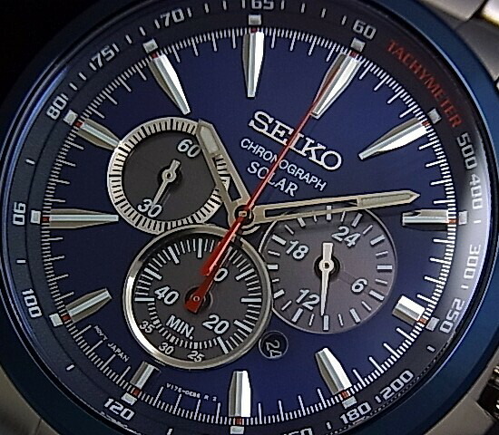 SEIKO - 《美品》SEIKO 腕時計 ネイビー クロノグラフ スモセコ デイト