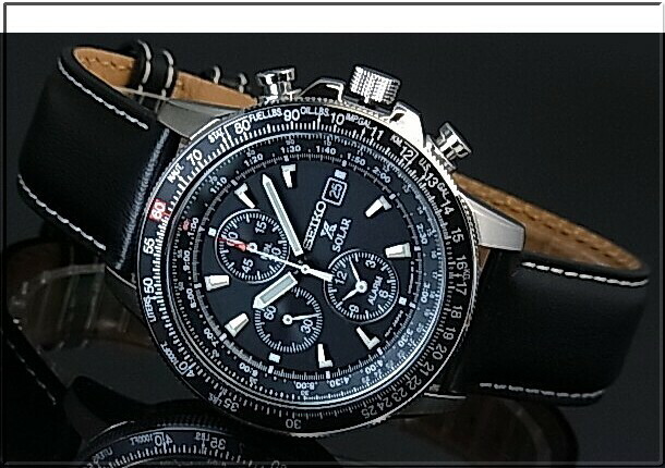 seiko solar pilot chronograph watch