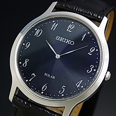 【楽天市場】SEIKO/ソーラー時計【セイコー】メンズ腕時計 ブラックレザーベルト ネイビー文字盤 海外モデル【並行輸入品】 SUP861P1