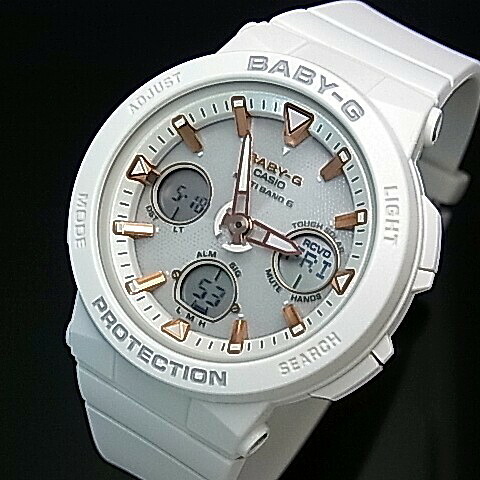 CASIO/Baby-G【カシオ/ベビーG】ソーラー電波腕時計 Beach Traveler Series/ビーチ・トラベラー・シリーズ レディース ホワイト/ゴールド(国内正規品)BGA-2500-7AJF