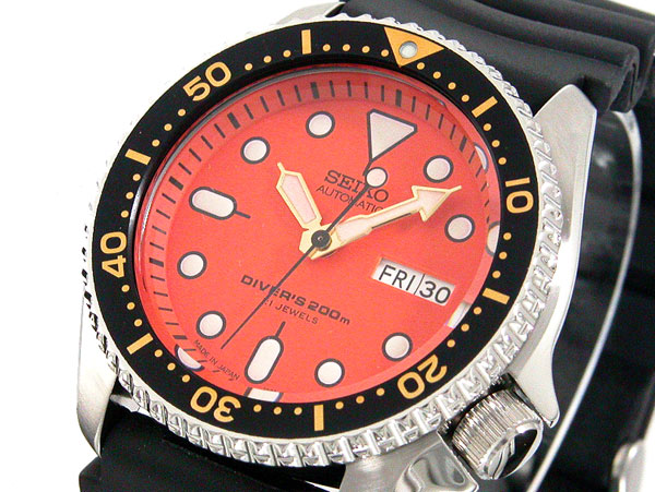 seiko diver automatic orange dial men's watch