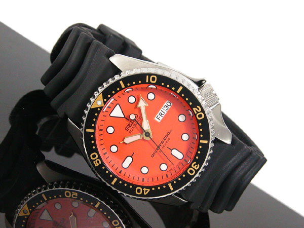 seiko diver automatic orange dial men's watch