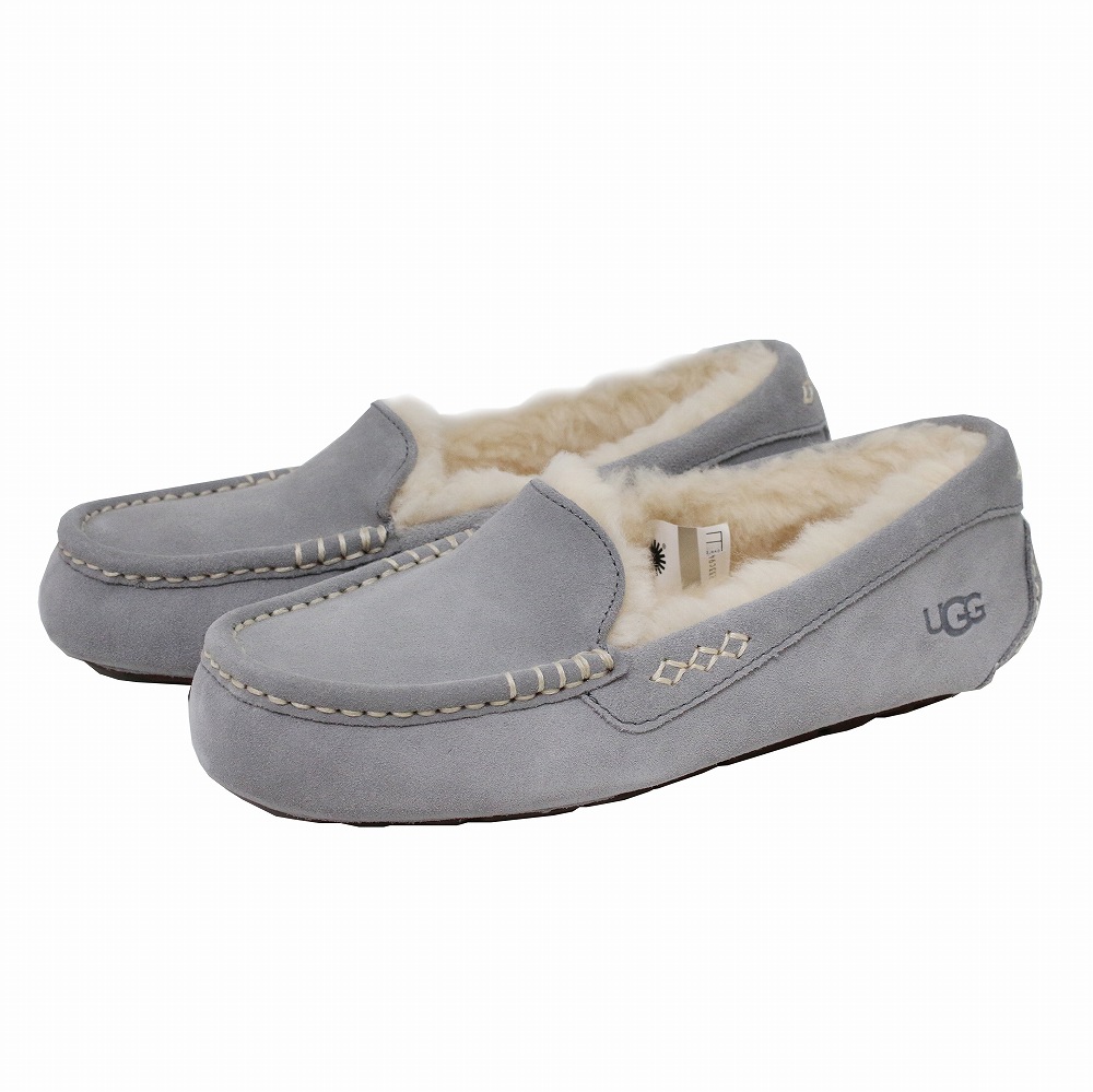 アグ UGG スリッポン LIGHTGREY モカシン アンスレー ムートン 23CM 6 グレー レディース 1106878