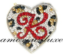 ★*『Mindy Leopard』*★バッグハンガー・バッグホルダーレオパード・ヒョウ柄かしら文字ひな形「Ｋ」スワロフスキークリスタル（ハート型型・しろがね色台・チェーン店引っ掛かり）（速見表ハンガー）Marathon10P02feb13