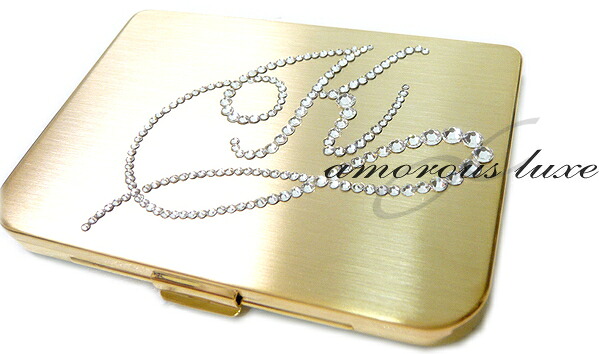 名刺入れ・カードケース スワロフスキー 『◆*AMOROUS Grace*◆』高級クリスタル 高品質ケース イニシャル「K」（アルファベット：Ｋ（ケー）） イニシャルデザイン スワロフスキークリスタル仕様 名刺入れ　レディース　女性 （ゴールド台）