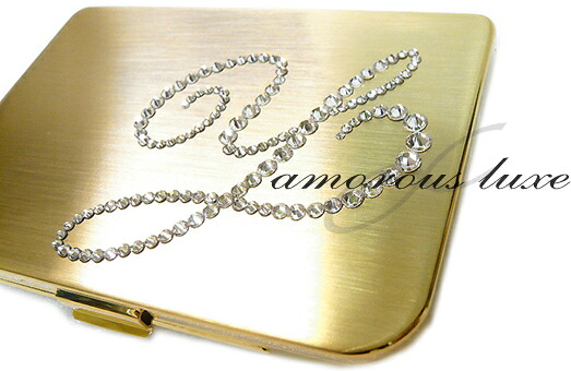 名刺入れ・カードケース『◆*AMOROUS Grace*◆』イニシャル「Y」（アルファベット：Ｙ（ワイ））イニシャルデザインスワロフスキークリスタル仕様名刺入れ　レディース　女性（ゴールド台）｜アマラスラグジェ・クリスタルデコ