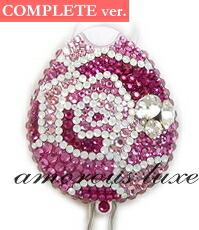 CV★『kaleido rose』★携帯ネックストラップ薔薇柄デコ・ストラップコンプリートver.プチビジュースワロフスキー社クリスタライズ(ホワイト台)伸縮・紐収納forデジカメ・IDカード他