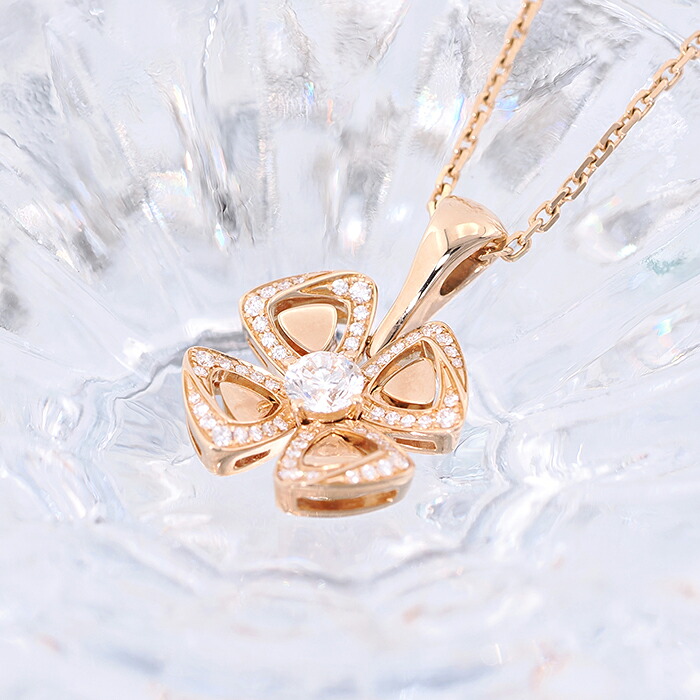 【60回払いまで金利0%】ブルガリ フィオレヴァー ネックレス ピンクゴールド ダイヤモンド 356223 中古ネックレス 腕時計 送料無料|レディースブランド サロンBRILLER