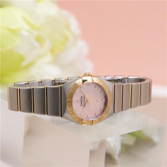 楽天市場】オメガ コンステレーション 24mm 12Pダイヤ ピンクMOP