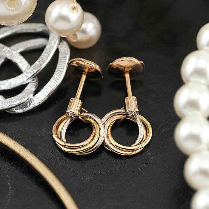 楽天市場】カルティエ ピアス K18YG K18WG K18PG トリニティピアス