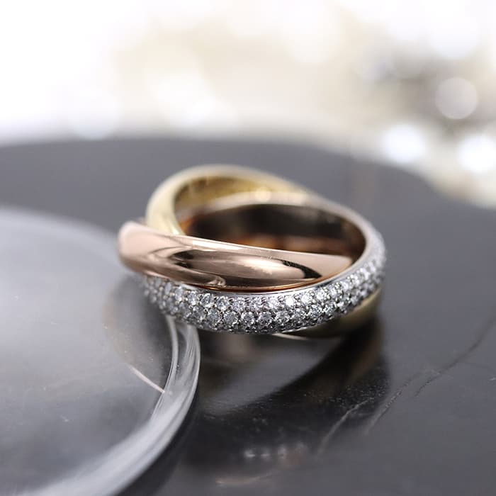 CARTIER カルティエ K18WG トリニティ　パヴェダイヤ　リング トリニティ リング CARTIER カルティエ K18WG トリニティ パヴェダイヤ