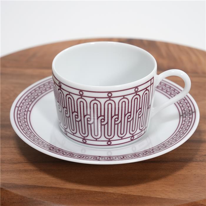 エルメス ティーカップ&ソーサー ペア Hデコ ルージュ P041016P HERMES 未使用品テーブルウェア ブランド小物 送料無料|レディースブランド サロンBRILLER