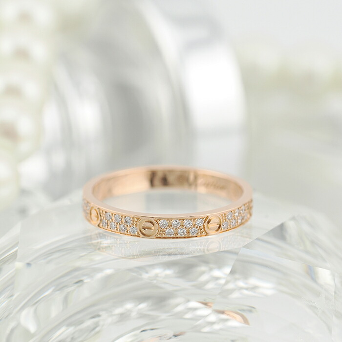 カルティエ ミニラブリング 1Pダイヤ #52 K18WG 750WG 指輪 Cartier