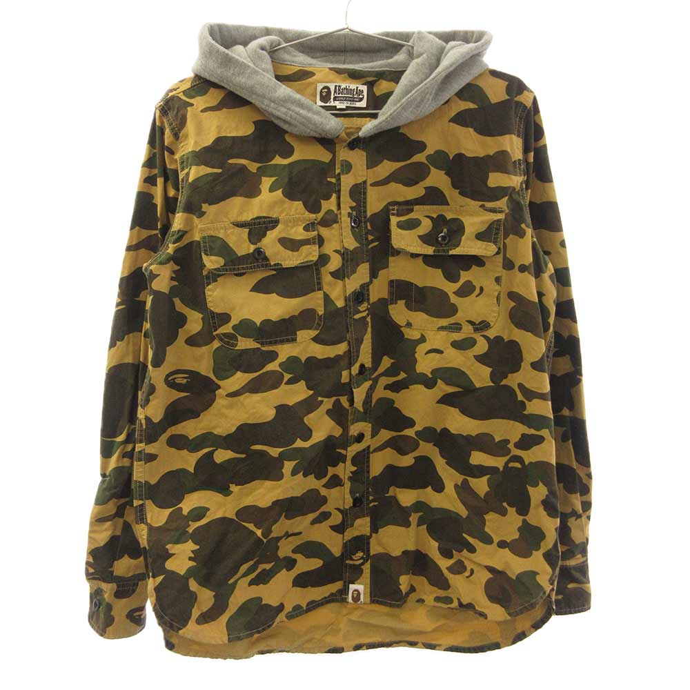 A Bathing Ape アベイシングエイプ Hoodie Shirt フード付き長袖シャツ 迷彩 カーキ 001shbx 中古 程度ab カラーグリーン オンライン限定商品 ヤマトホールディングスによるニュースリリ Diasaonline Com