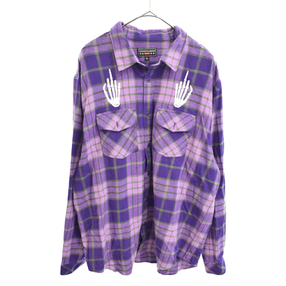 Supreme シュプリーム 21ss Hysteric Glamour ヒステリックグラマー Plaid Flannel Shirt プレイド刺繍フランネルチェック長袖シャツ パープル 中古 程度ab カラーパープル 取扱店舗新宿 Markus Boxengasse De