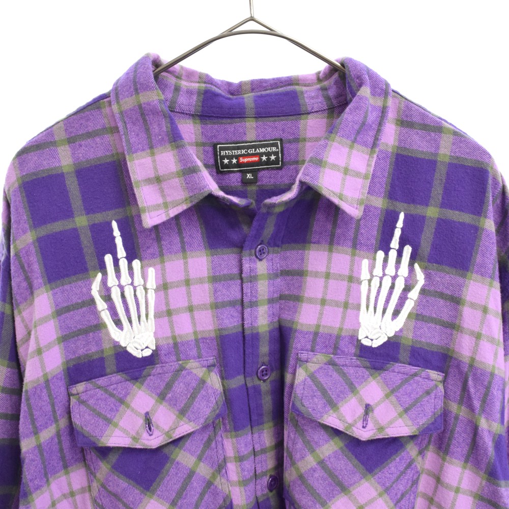 Supreme シュプリーム 21ss Hysteric Glamour ヒステリックグラマー Plaid Flannel Shirt プレイド刺繍フランネルチェック長袖シャツ パープル 中古 程度ab カラーパープル 取扱店舗新宿 Markus Boxengasse De