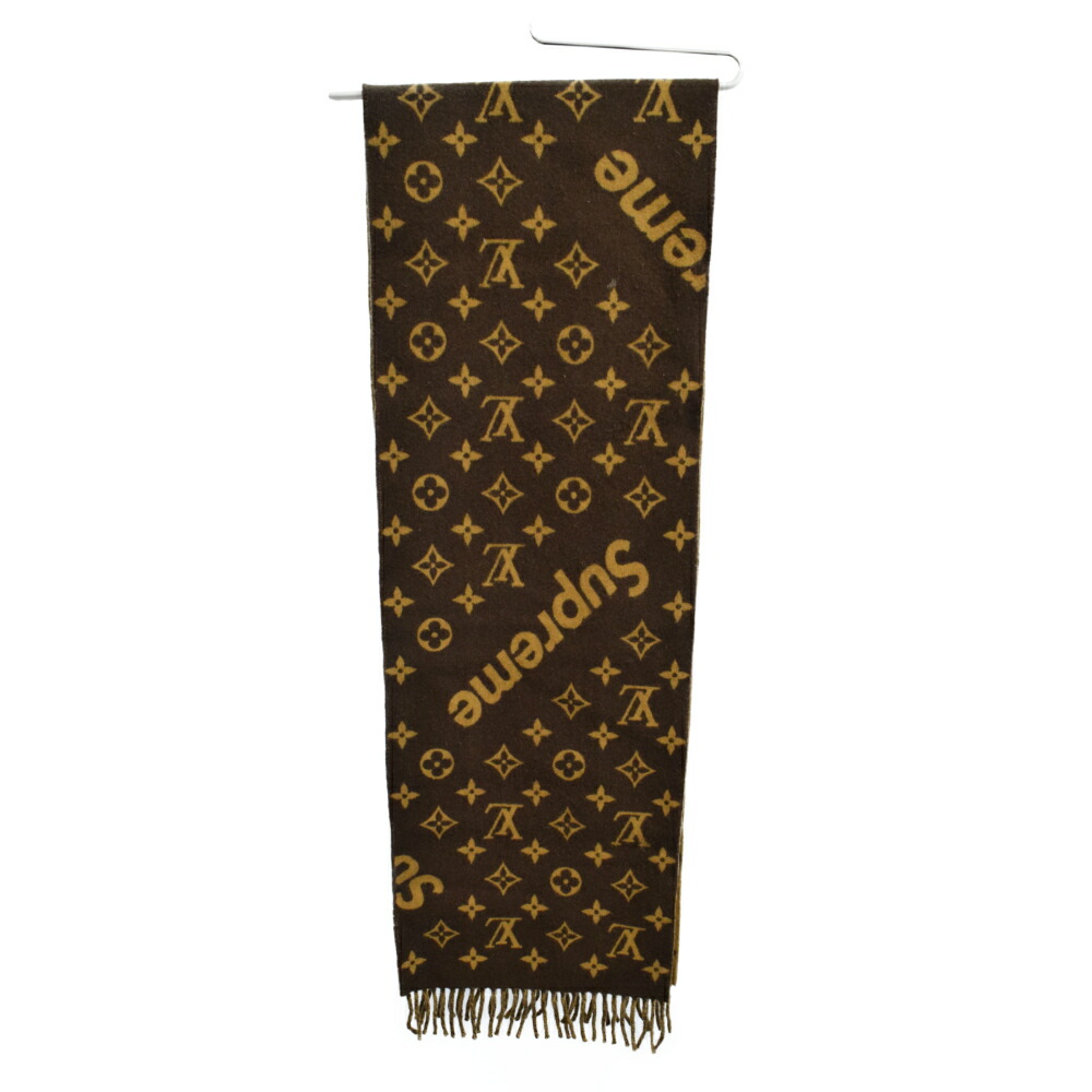 Supreme シュプリーム 17aw Mp11 Monogram Scarf カシミヤ混モノグラム総柄マフラー ブラウン スカーフ 中古 程度a カラーブラウン 取扱店舗原宿 septicin Com