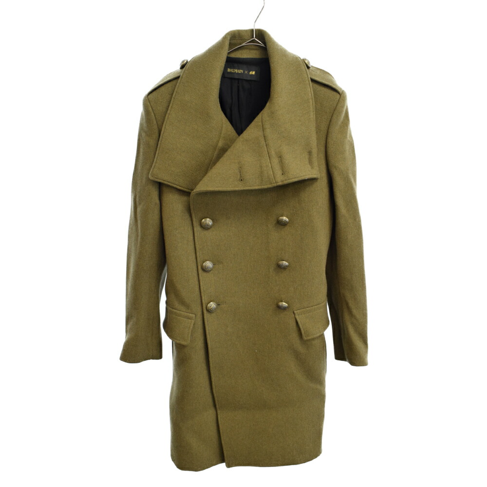 Balmain バルマン H M Double Breasted Wool Coat エイチアンドエム ダブルブレスト金ボタンミリタリーロングウールコート 中古 程度ab カラーグリーン オンライン限定商品 Filmsdeculfrancais Com