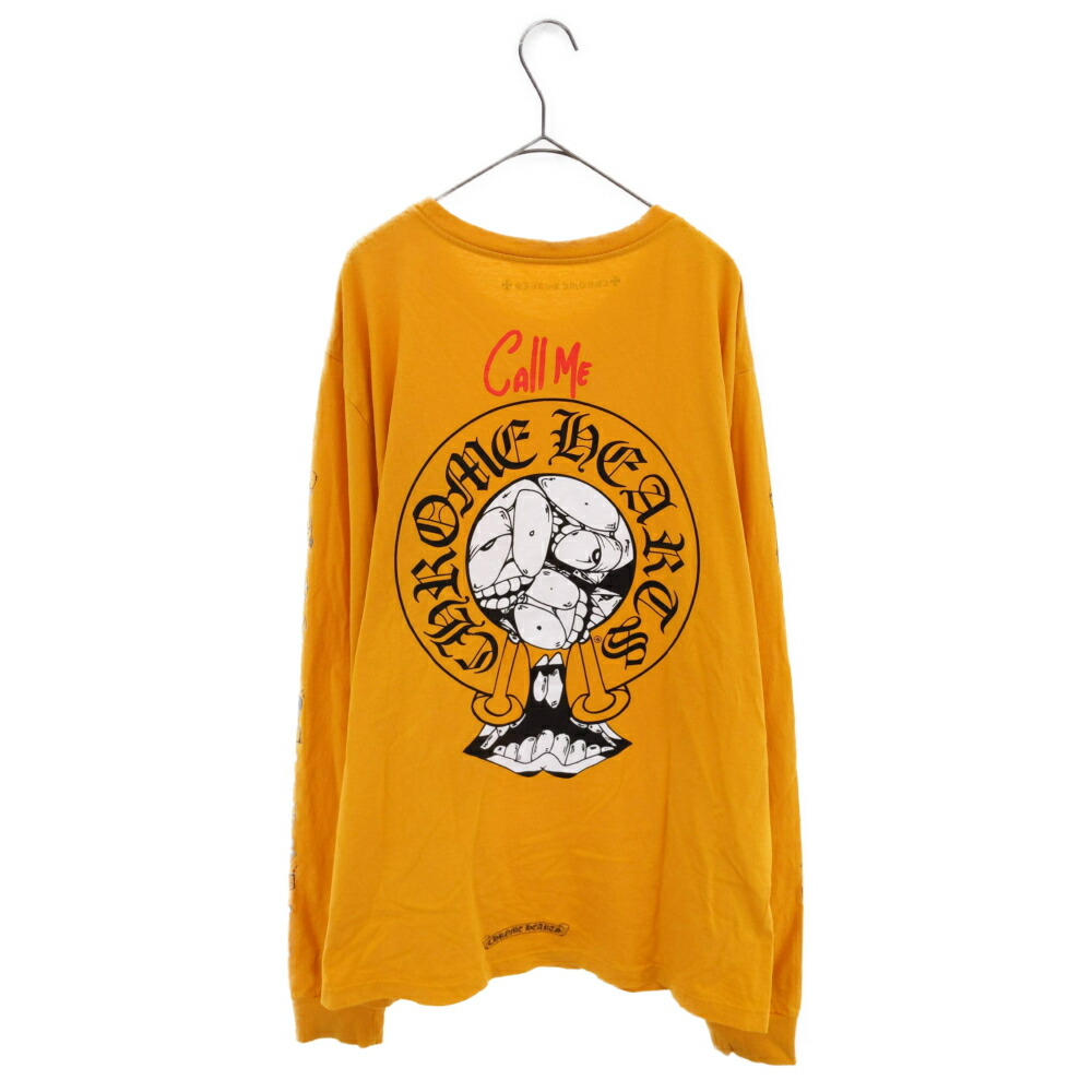 CHROME HEARTS クロムハーツ マッティボーイ PPO mustard LS 長袖 売上値下げ クロムハーツ MATTY L BOYバックプリントスウェットトレーナーカットソー スウェット
