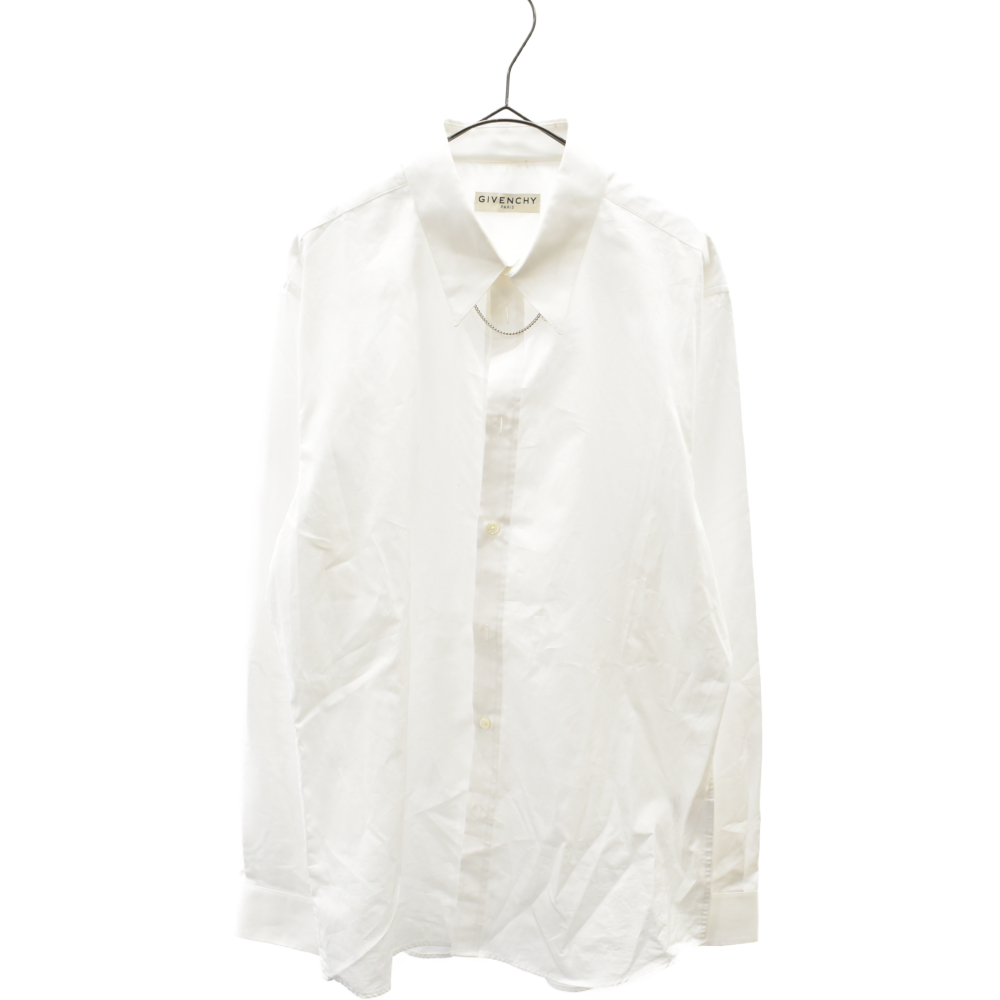 く日はお得 Givenchy ジバンシィ Chain Collar Shirt チェーン 装飾長袖チェックシャツ Bm60ka109f ホワイト 中古 程度b カラーホワイト オンライン限定商品