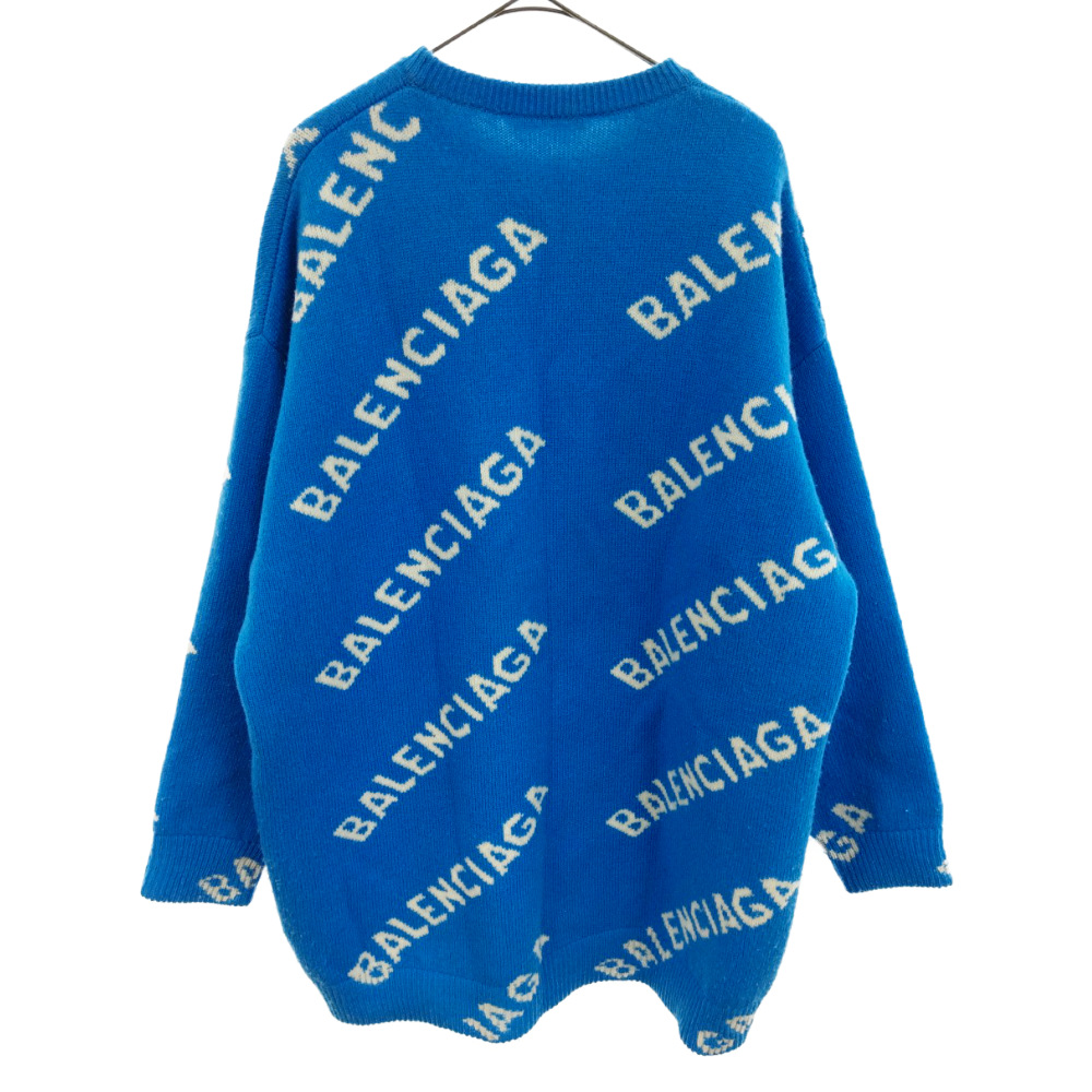 balenciaga ブルー オールオーバー ロゴ セーター 新品-