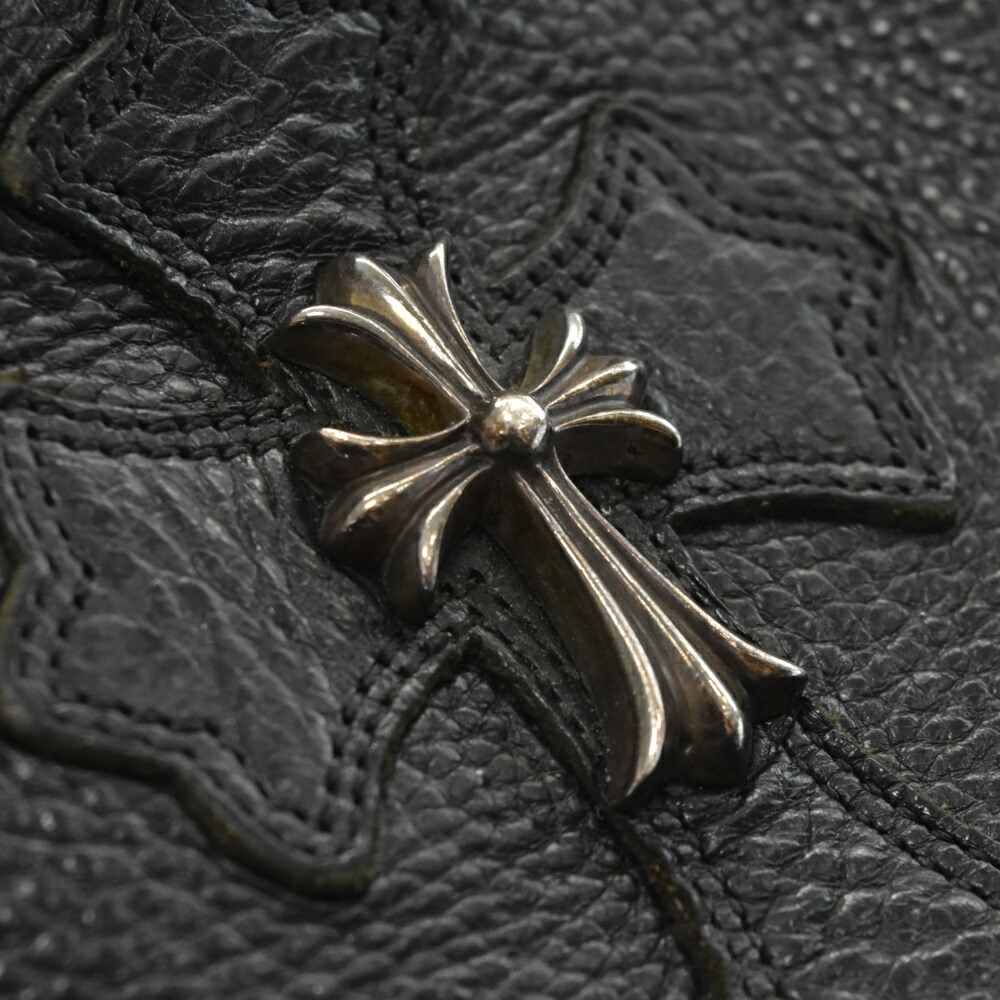 CHROMEHEARTS(クロムハーツ)FSTOTE/FSトートスモールCHクロスクロスパッチ付きレザートートバッグ【中古】【程度A】【カラーブラック】【取扱店舗OneStyle原宿店】