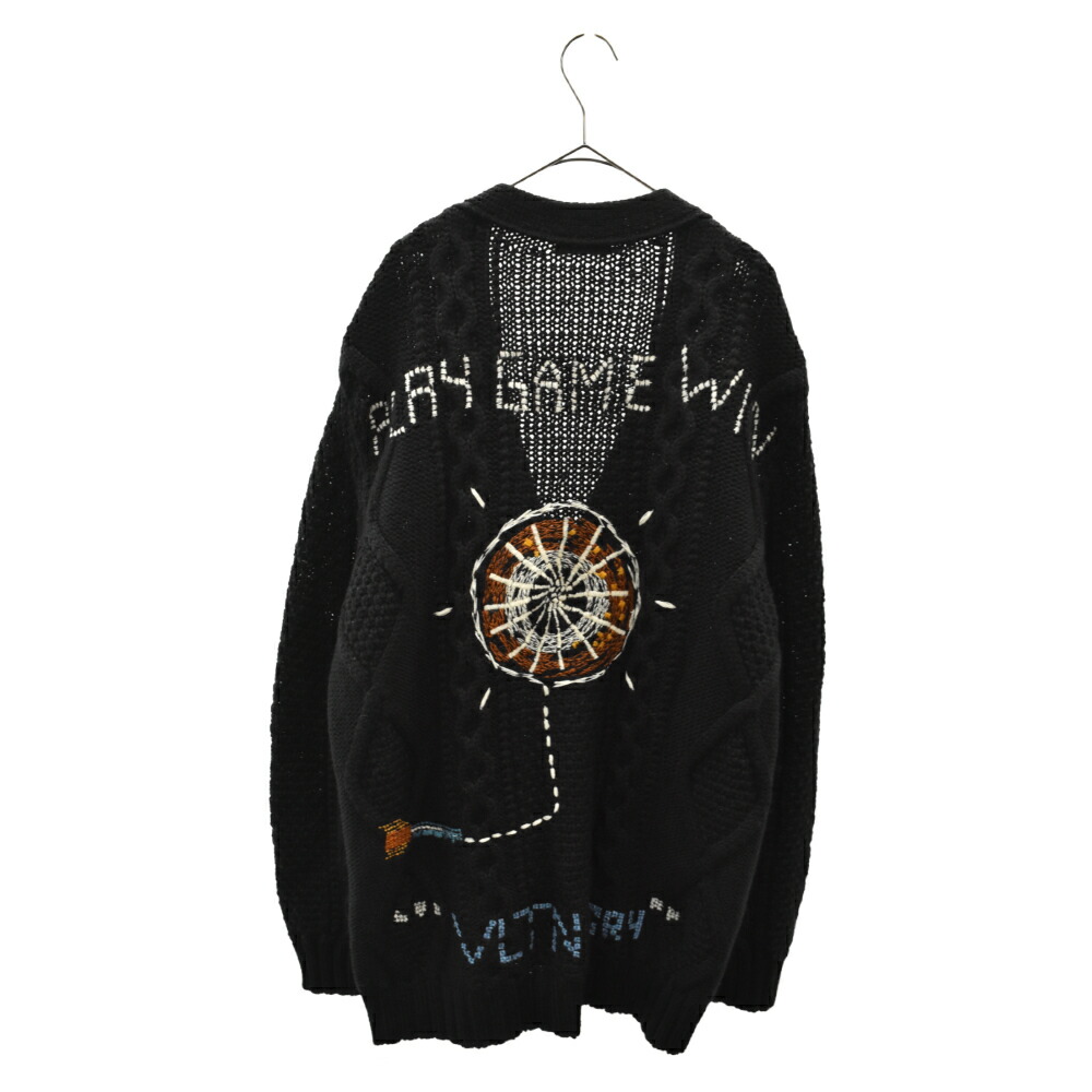 VALENTINO(ヴァレンチノ)サイズ:MGRAPHICSKETCHKNITCARDIGANQV3KA02P564グラフィックステッチケーブルニットカーディガン【中古】【程度B】【カラーブラック】【オンライン限定商品】
