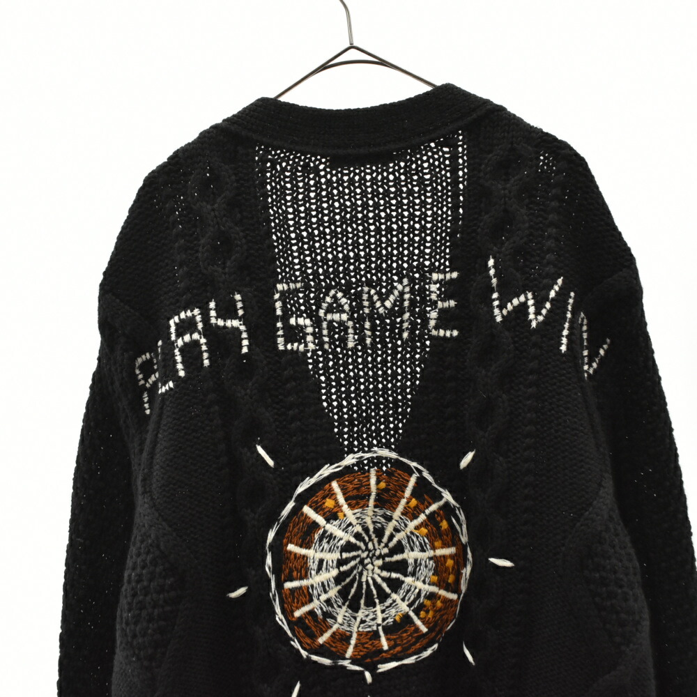 VALENTINO(ヴァレンチノ)サイズ:MGRAPHICSKETCHKNITCARDIGANQV3KA02P564グラフィックステッチケーブルニットカーディガン【中古】【程度B】【カラーブラック】【オンライン限定商品】