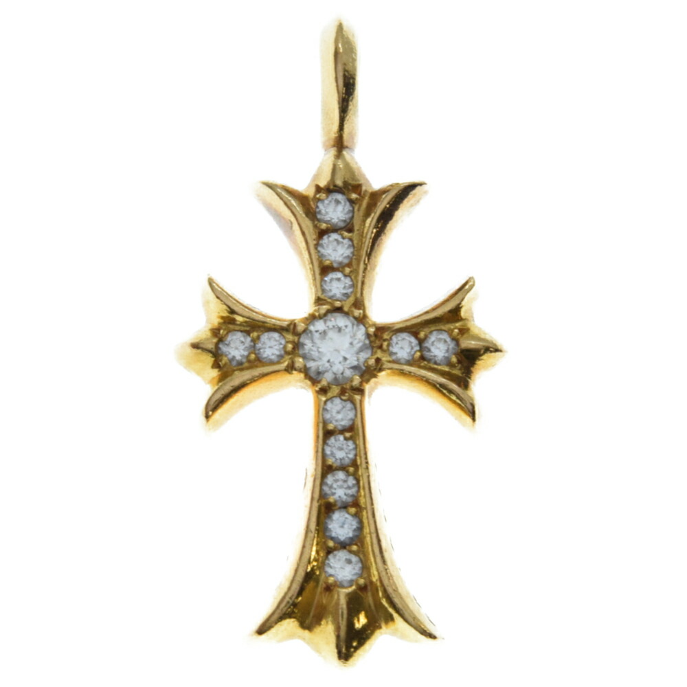 CHROME HEARTS(クロムハーツ) 22K TNY CRSF P DMND タイニーファットクロス PAVEダイヤ ペンダント ゴールドネックレストップ