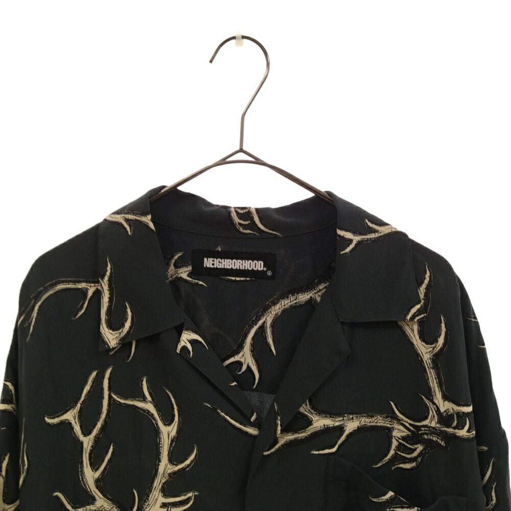 NEIGHBORHOOD(ネイバーフッド)サイズ:L22SSHORNRSHIRTホーンプリントレーヨン半袖シャツグレー221TSNH-SHM06【中古】【程度A】【カラーグレー】【取扱店舗渋谷】