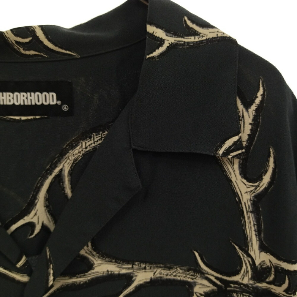 NEIGHBORHOOD(ネイバーフッド)サイズ:L22SSHORNRSHIRTホーンプリントレーヨン半袖シャツグレー221TSNH-SHM06【中古】【程度A】【カラーグレー】【取扱店舗渋谷】