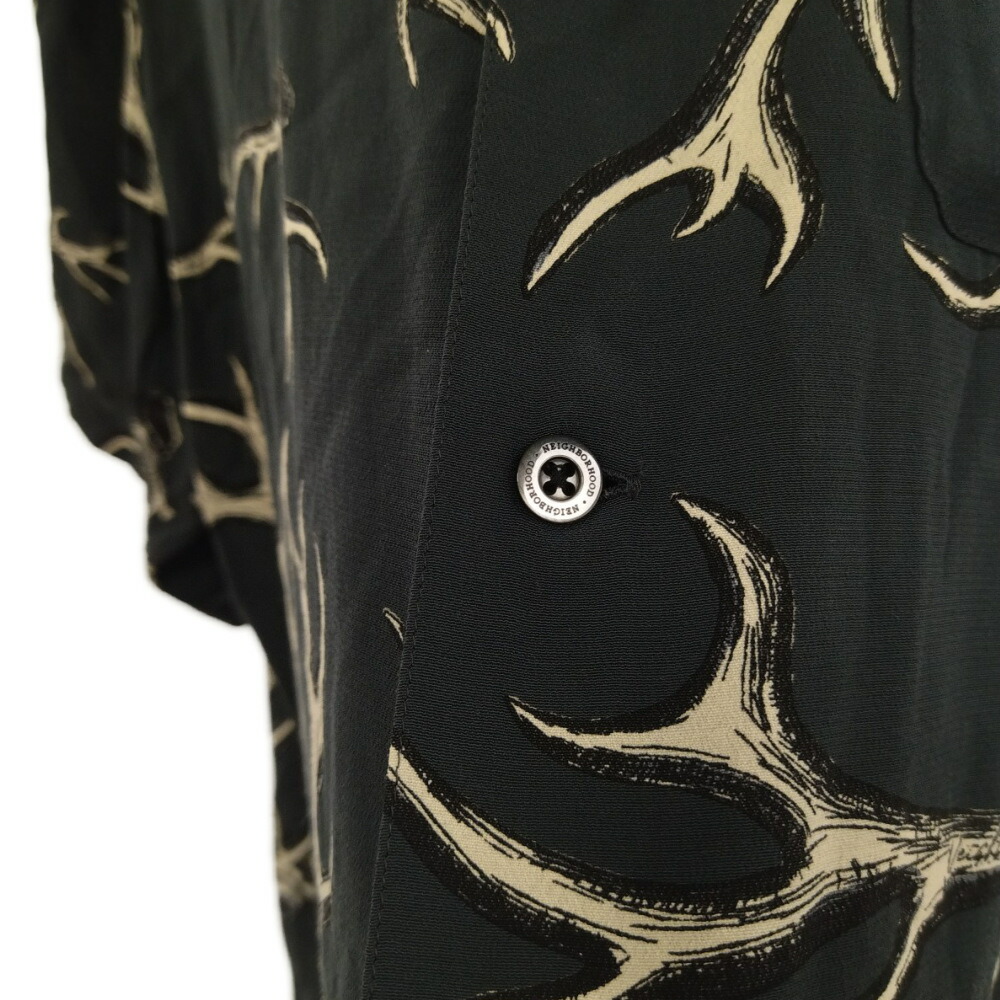 NEIGHBORHOOD(ネイバーフッド)サイズ:L22SSHORNRSHIRTホーンプリントレーヨン半袖シャツグレー221TSNH-SHM06【中古】【程度A】【カラーグレー】【取扱店舗渋谷】