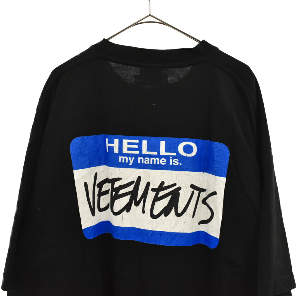 ブラック VETEMENTS 21AW Hello My name is VETEMENTS T-shirt