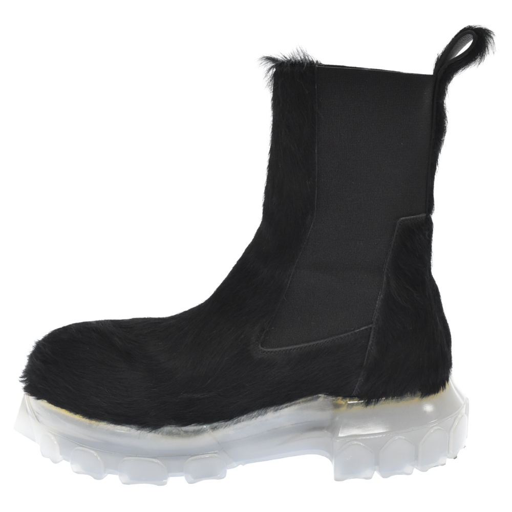 Rick Owens(リックオウエンス) サイズ:43 22AW BEATLE BOZO TRACTOR BOOTS 02B2881 サイドゴア  ファーブーツ ブラック【中古】【程度A】【カラーブラック】【取扱店舗BRING福岡天神店】 | ブランド買取・販売　BRING