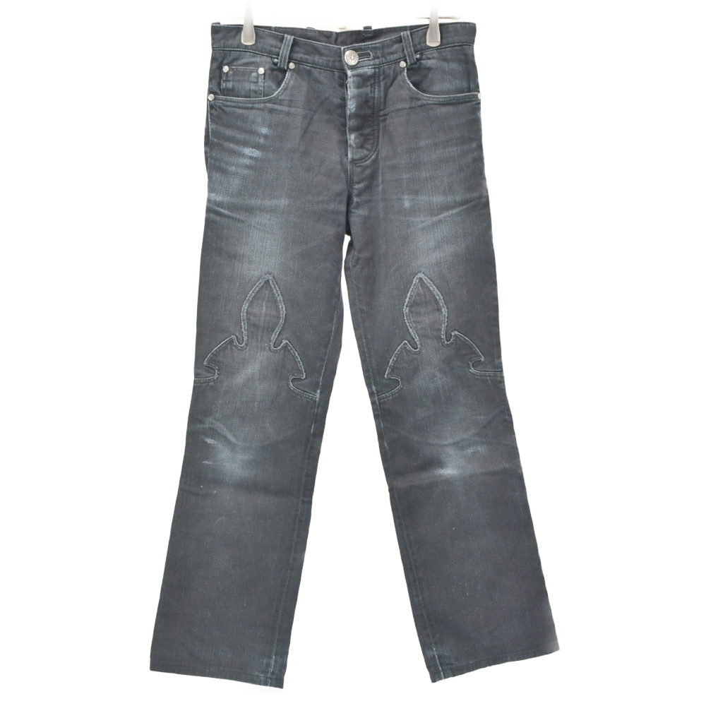 黒 桜古典 クロムハーツフレアニーデニム Chrome Hearts Denim