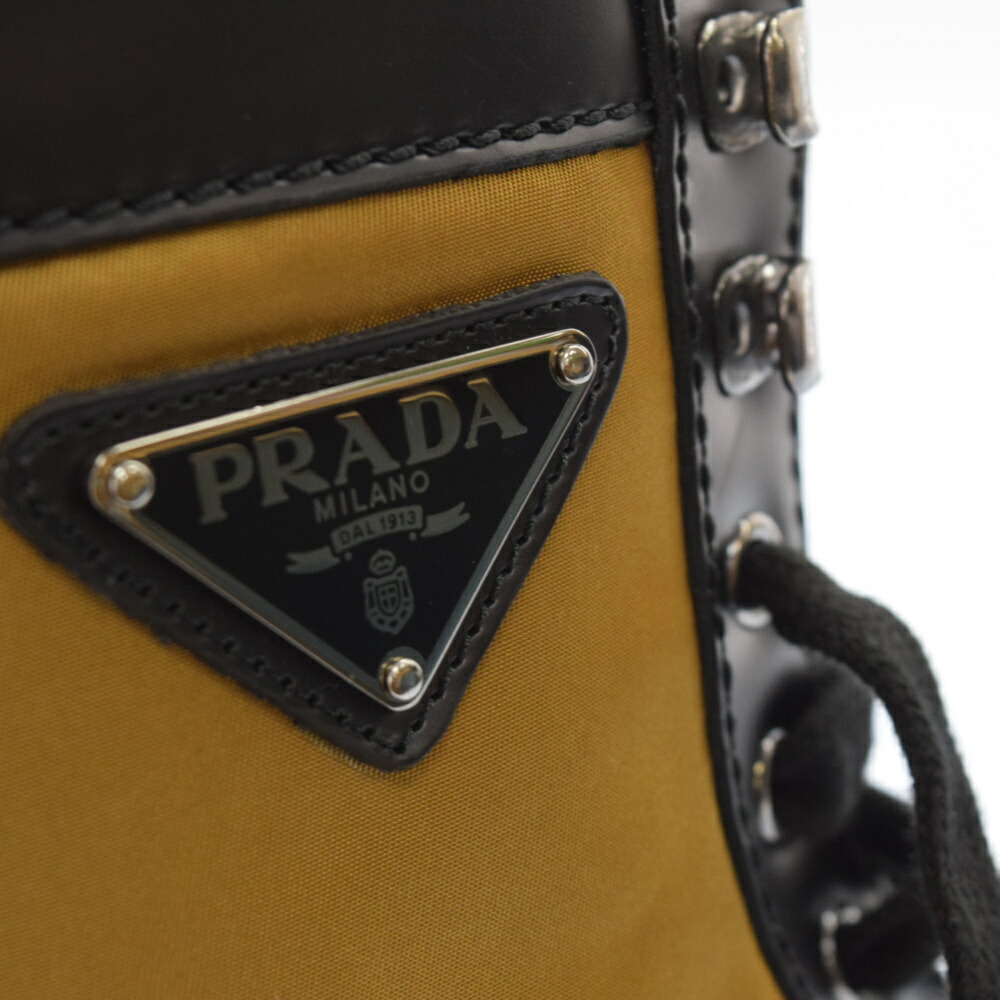 PRADA(プラダ) サイズ:6 ロゴプレート ブラック コンバットブーツ