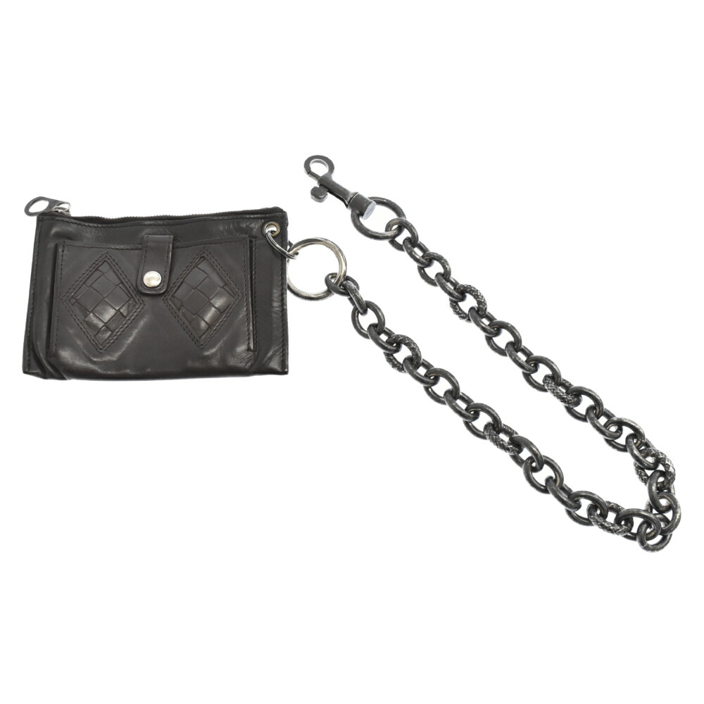 BOTTEGA VENETA(ボッテガヴェネタ) チェーン付 コインケース イントレチャート レザー 本革 ミニポーチ ウォレット  ダークブラウン【中古】【程度B】【カラーブラウン】【オンライン限定商品】 | ブランド買取・販売　BRING