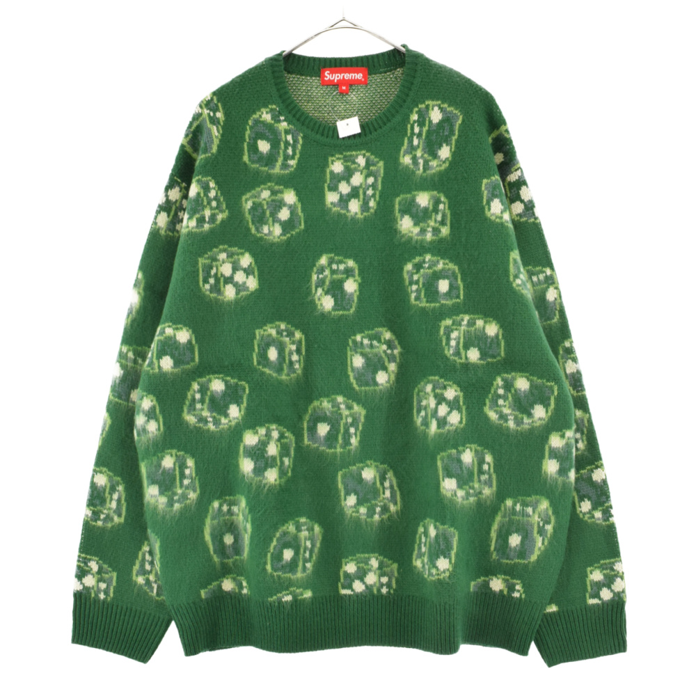 SUPREME(シュプリーム) サイズ:M 22AW Dice Sweater ダイス クルーネックニットセーター プルオーバー サイコロ  グリーン【中古】【程度A】【カラーグリーン】【取扱店舗原宿】 | ブランド買取・販売　BRING