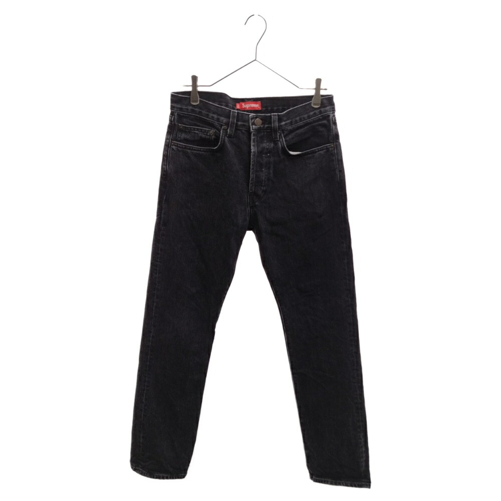 フラワープリント supreme stone washed slim jean black 30