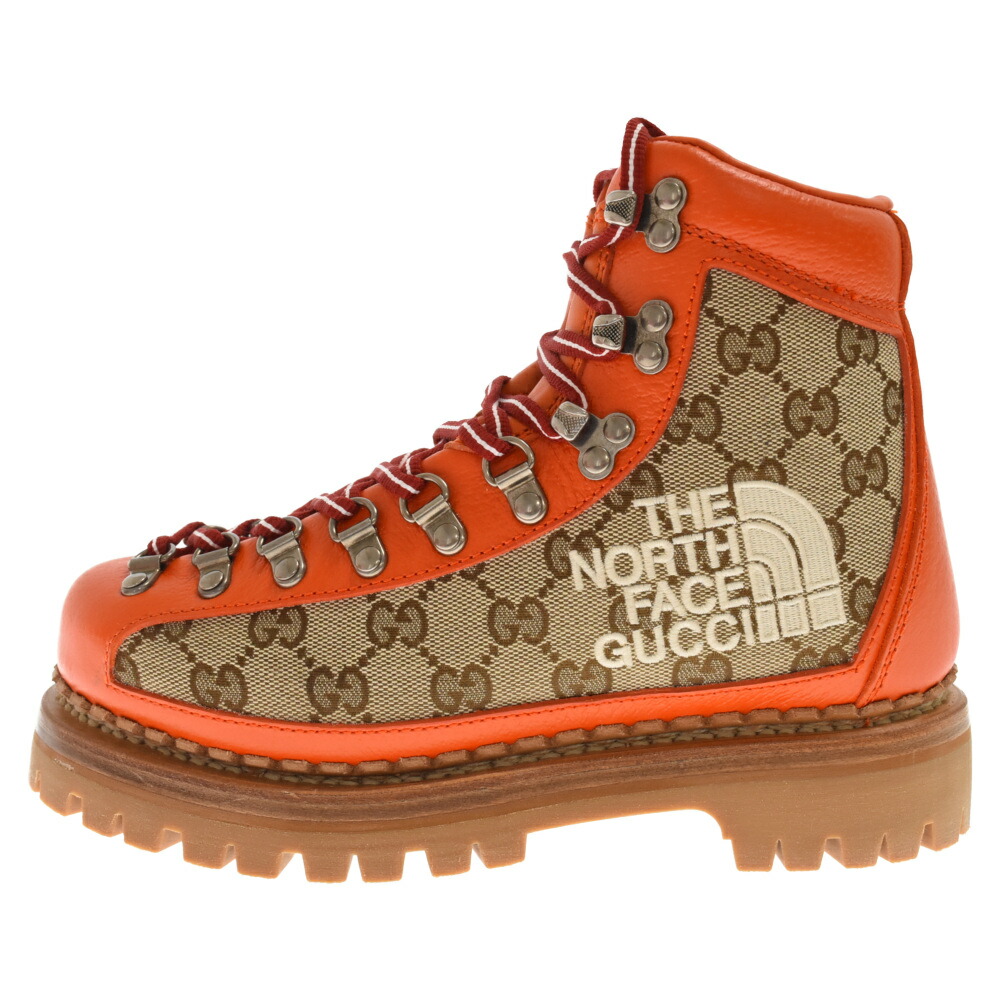 楽天市場】GUCCI(グッチ) サイズ:36 1/2 21AW×THE NORTH FACE Bottines ザノースフェイス GGロゴ 総柄レザー キャンバス エンジニアブーツ トレッキングブーツ ベージュ/オレンジ  679927【新古品/中古】【程度S】【カラーオレンジ】【取扱店舗BRING梅田茶屋町店 ...