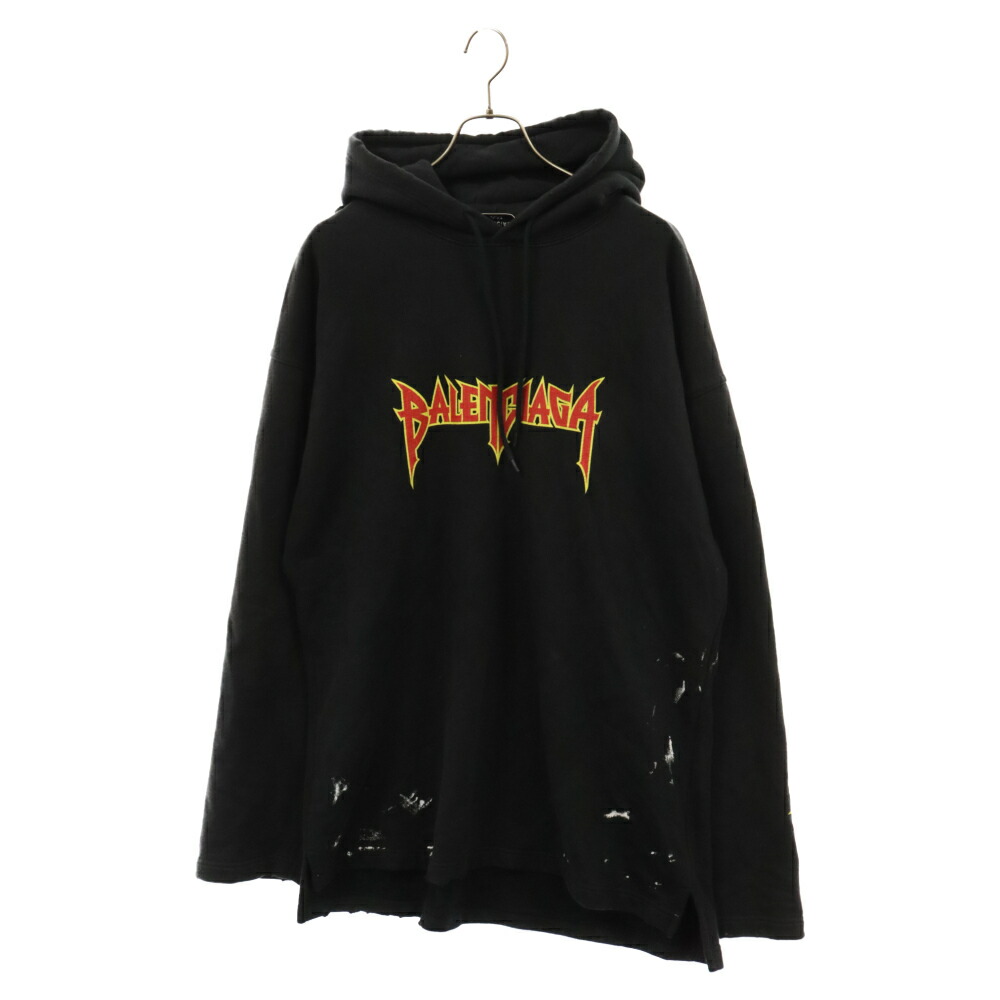 【楽天市場】BALENCIAGA(バレンシアガ) サイズ:M 22SS METAL OVERSIZED HOODIE メタルロゴ プリント オーバー サイズ フーディ プルオーバー スウェット パーカー ブラック 698083 TMV89【中古】【程度B】【カラーブラック】【取扱店舗BRING ...