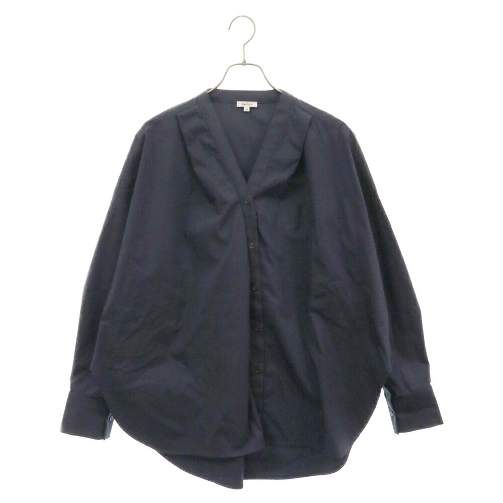 ENFOLD◆長袖ブラウス/38/コットン/WHT/300ES230-3130 ENFOLD(エンフォルド) / 長袖ブラウス/38/コットン/NVY/300ES230