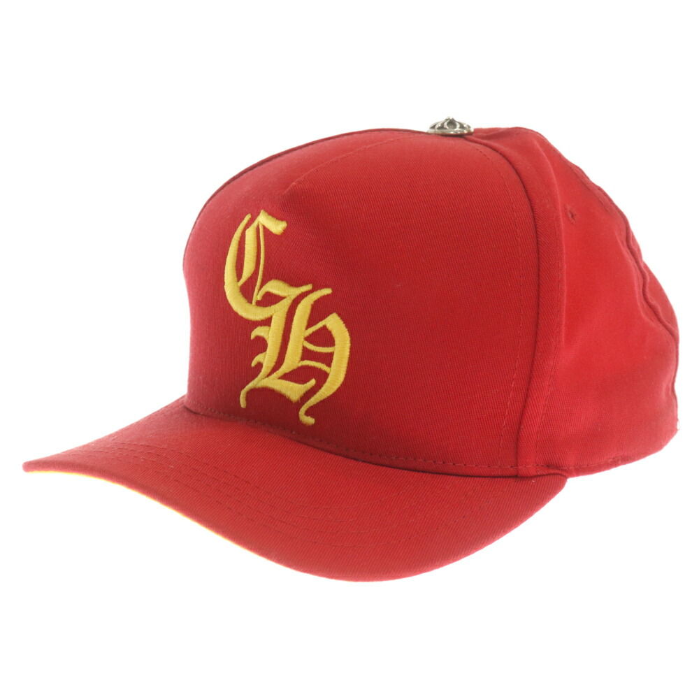 CHROME HEARTS ベースボールキャップ OS (ONE SIZE) CHROME HEARTS LEATHER CROSS PATCH SNAPBACK HAT CAP RED