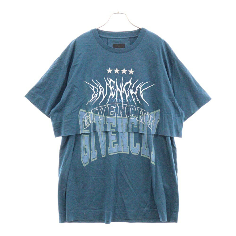 関税送料込☆GIVENCHY コットン チュール オーバーラップTシャツ GIVENCHY ジバンシィ Tシャツ 22AW サイズ:M オーバーラップ
