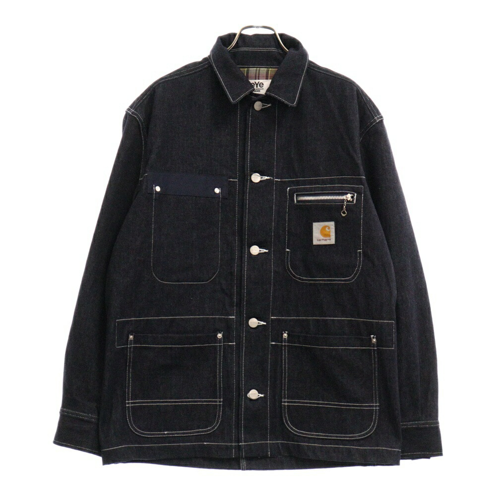 【楽天市場】COMME des GARCONS JUNYA WATANABE MAN(コムデギャルソンジュンヤワタナベマン) サイズ:M 24SS  Carhartt WIP カーハート ウレタンコーティング ワークチョアー カバーオールコート ブラック WM-J901【中古】【程度A】【カラー  ...