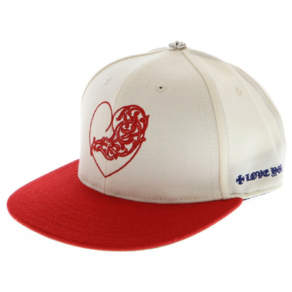 CHROME HEARTS(クロムハーツ) サイズ:7.625 CH HAT ハートロゴ刺繍ベースボールキャップ帽子 ホワイト/レッド【中古】【程度A】【カラーホワイト】【取扱店舗AWESOME名古屋店】|ブランド買取・販売 BRING
